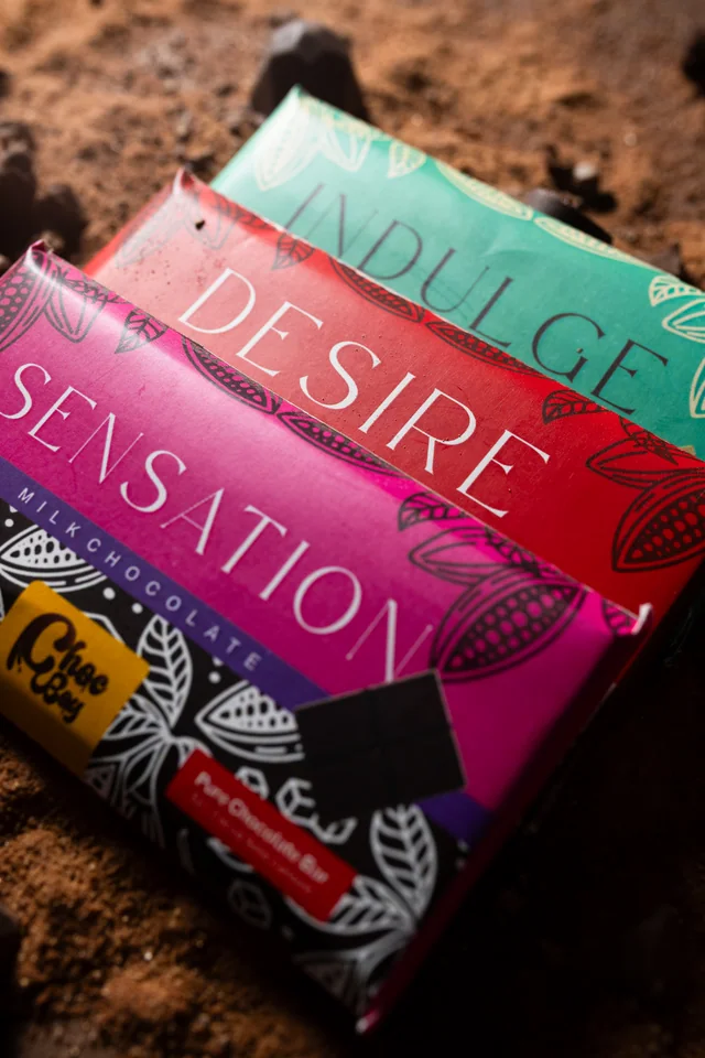 Sensation, Desire and Indulge chocolate bars