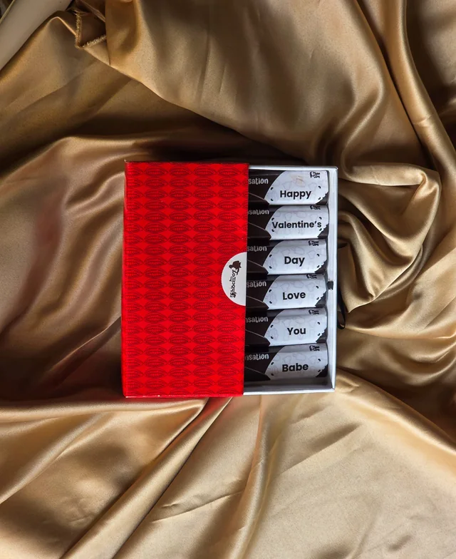 Box of Love, 6 personalised bars, in its original ChocBoy packaging