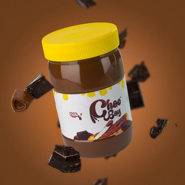 Original ChocBoy yellow-lid chocolate spread product photograph